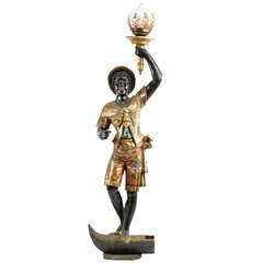 Large 19th Century Gilt and Polychromed Blackamoor Floor Lamp 4