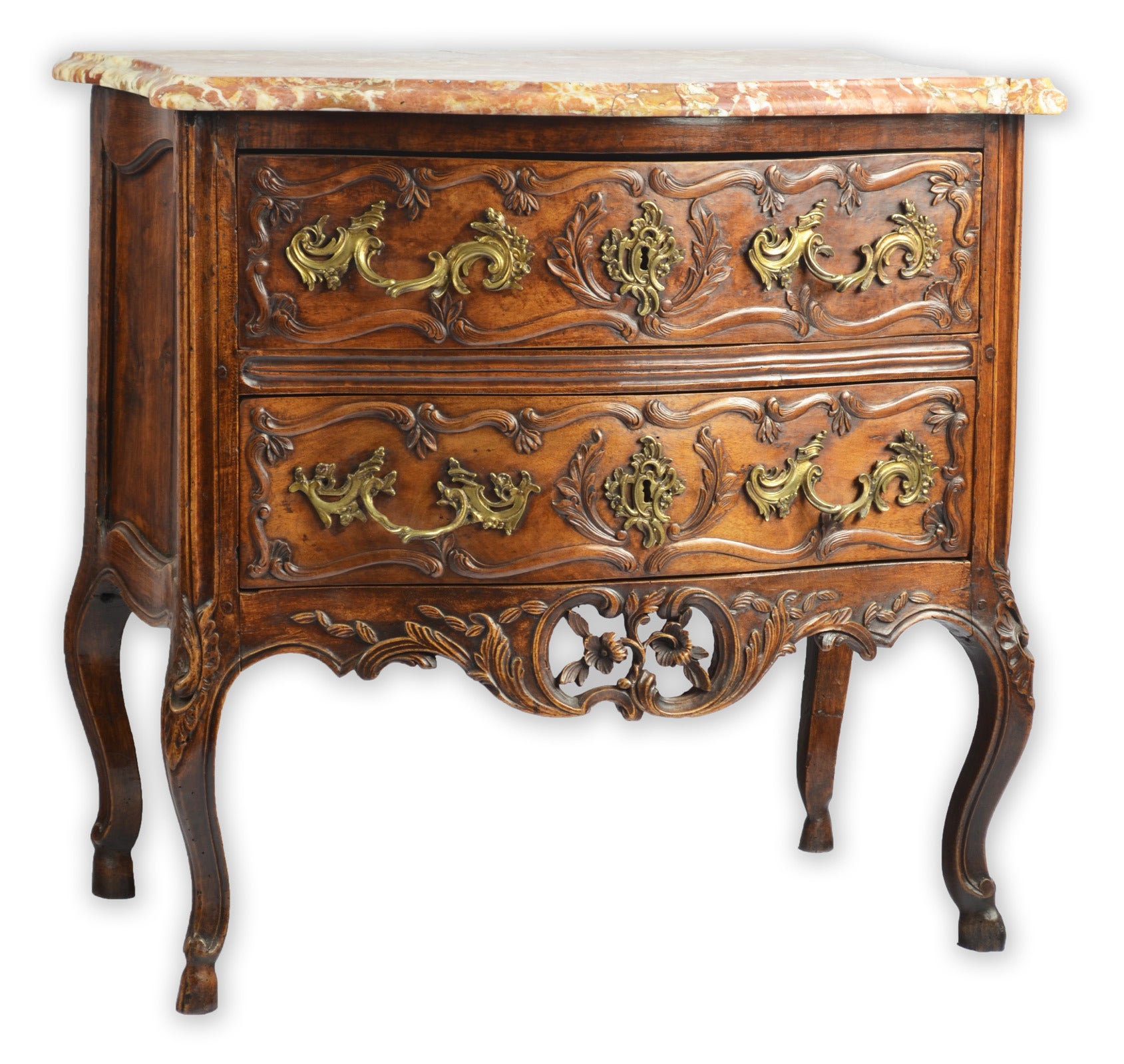 Richly Carved 18th Century French Walnut Commode
