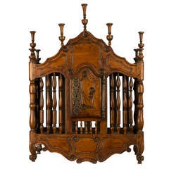Antique Elaborate French Walnut Panettiere