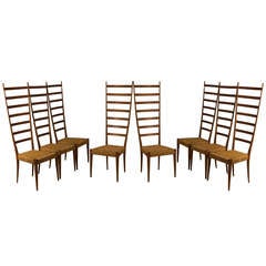 Eight Mid-Century Italian Ladder-Back Side Chairs