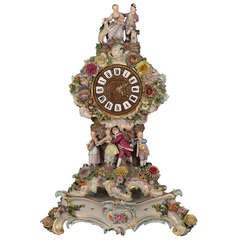 Antique Large Meissen Multi-figural Floral Clock