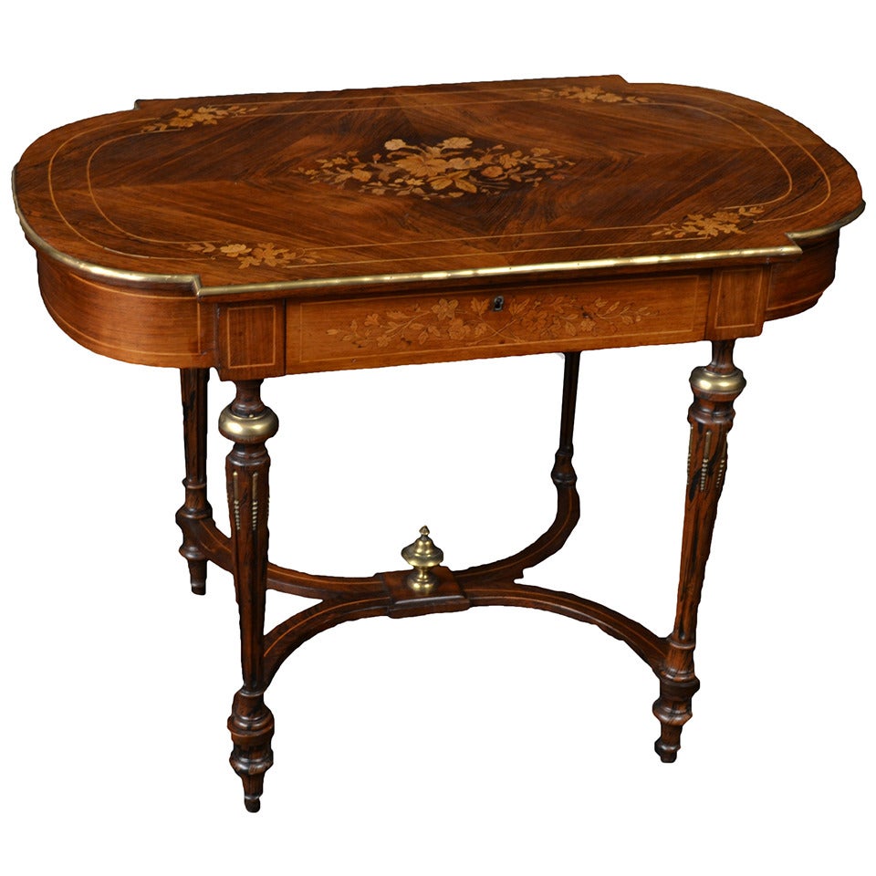 Louis XVI Style Marquetry Table For Sale