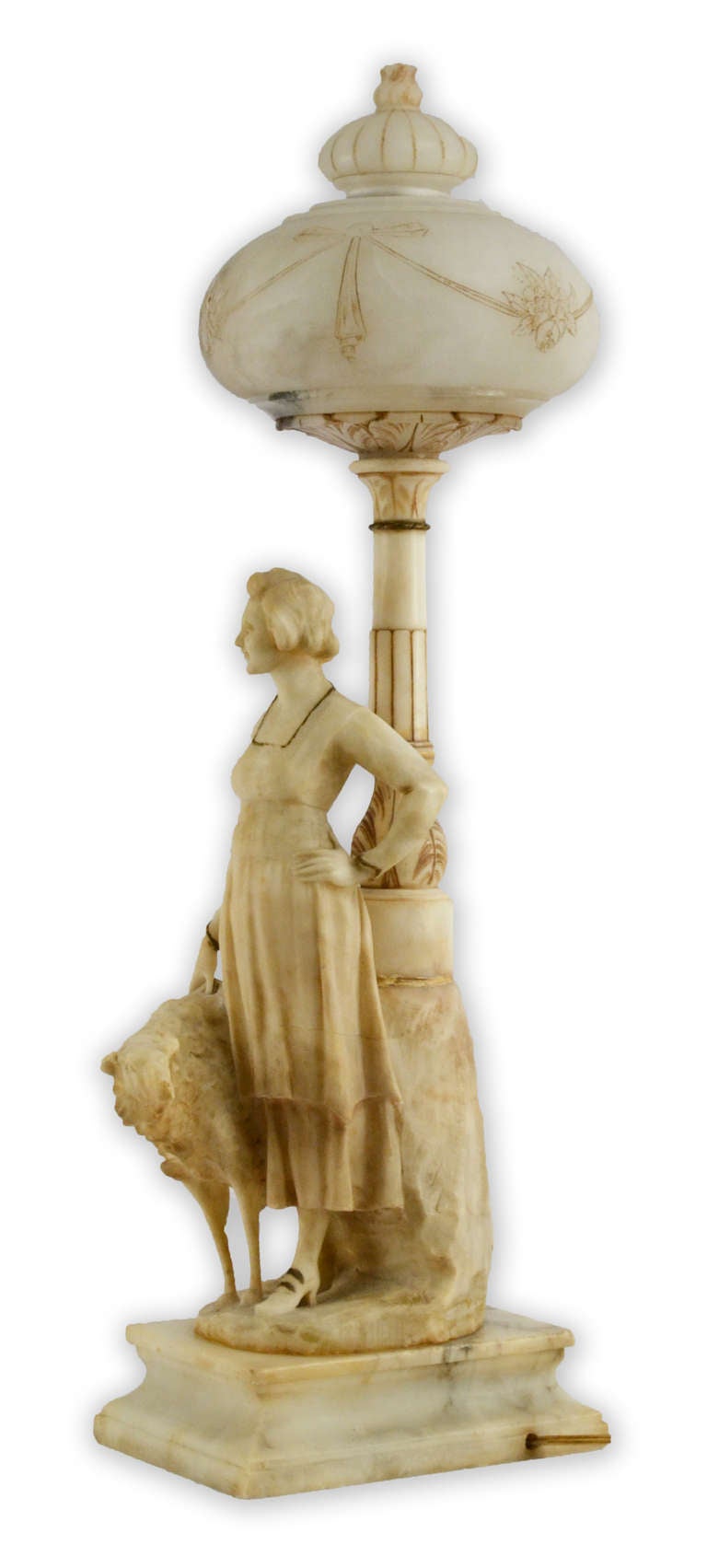 carved alabaster lamp