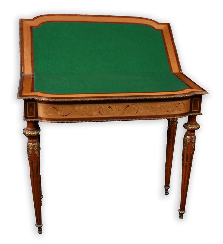 Louis XVI Style Marquetry Ormolu Game Table