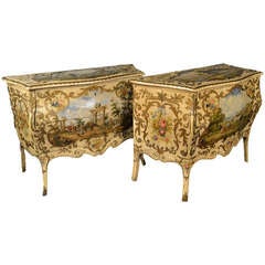 Pair of Venetian Painted Commodes
