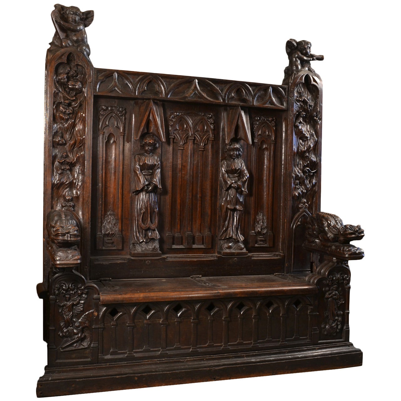 Eighteenth Century French Bench Depicting the Day of Judgement