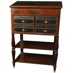 French Green Leather Topped Rosewood Standing Desk