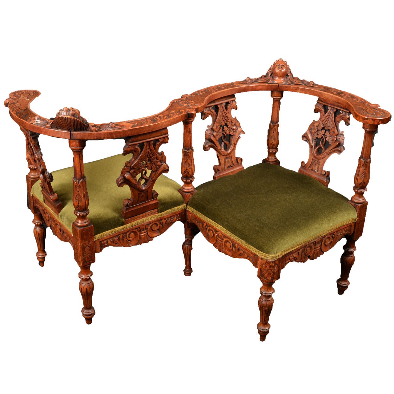 Renaissance Revival Italian Tête-à-Tête Chair
