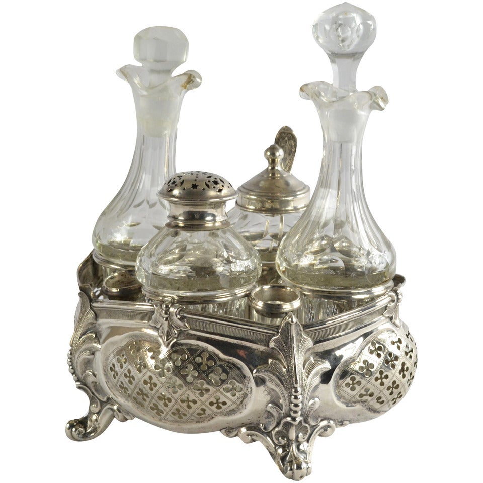 Sterling Silver Perfume and Vanity Set