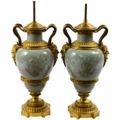 Pair of Lamped Ormolu Qing Vases