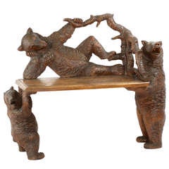 "The Three Bears" Black Forest Bench