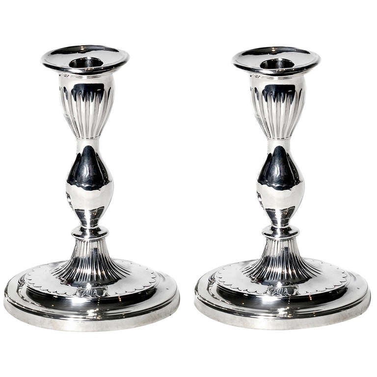 Sheffield Silver Plate Candlesticks For Sale at 1stDibs