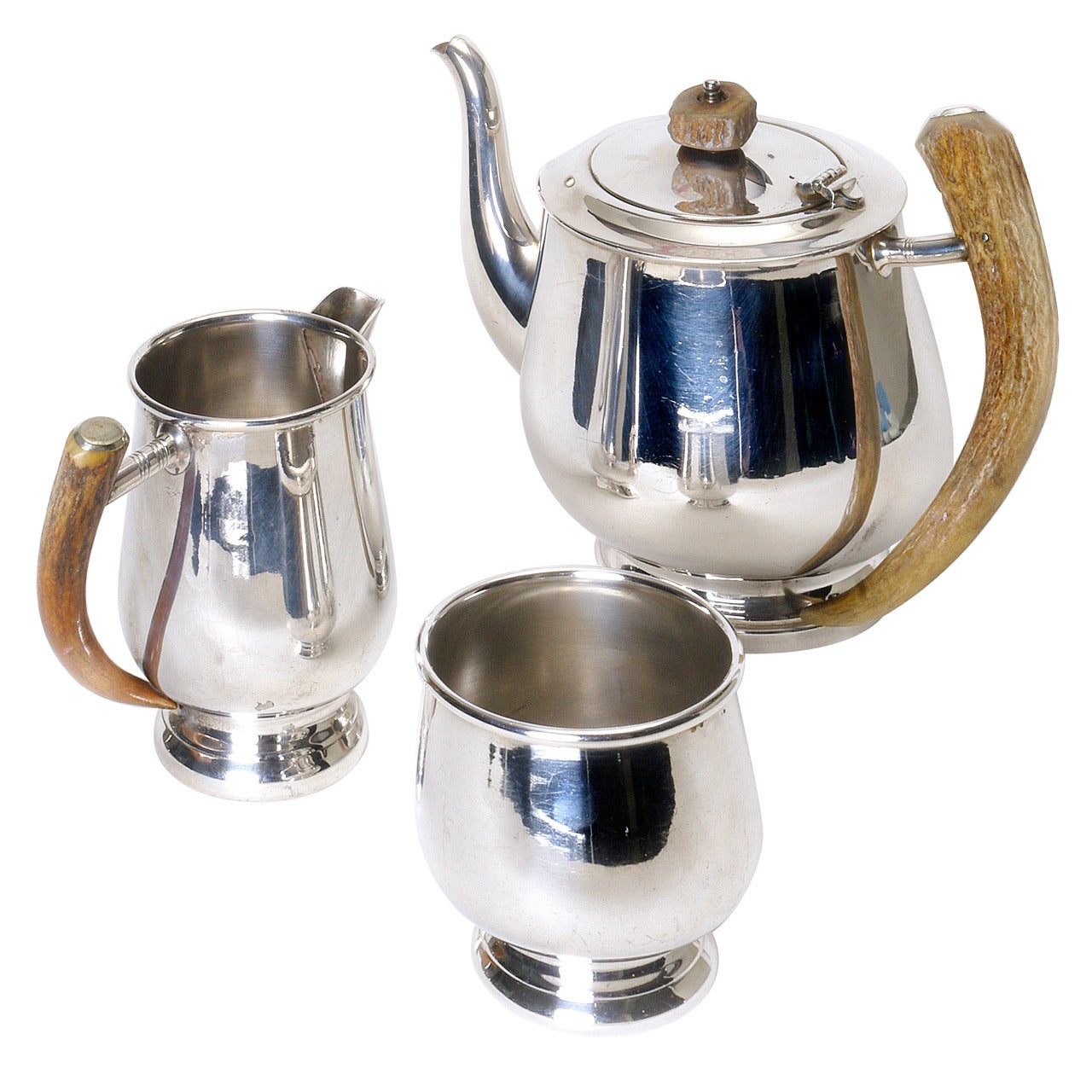 Gentleman's Silver Plate Service with Horn Handle For Sale