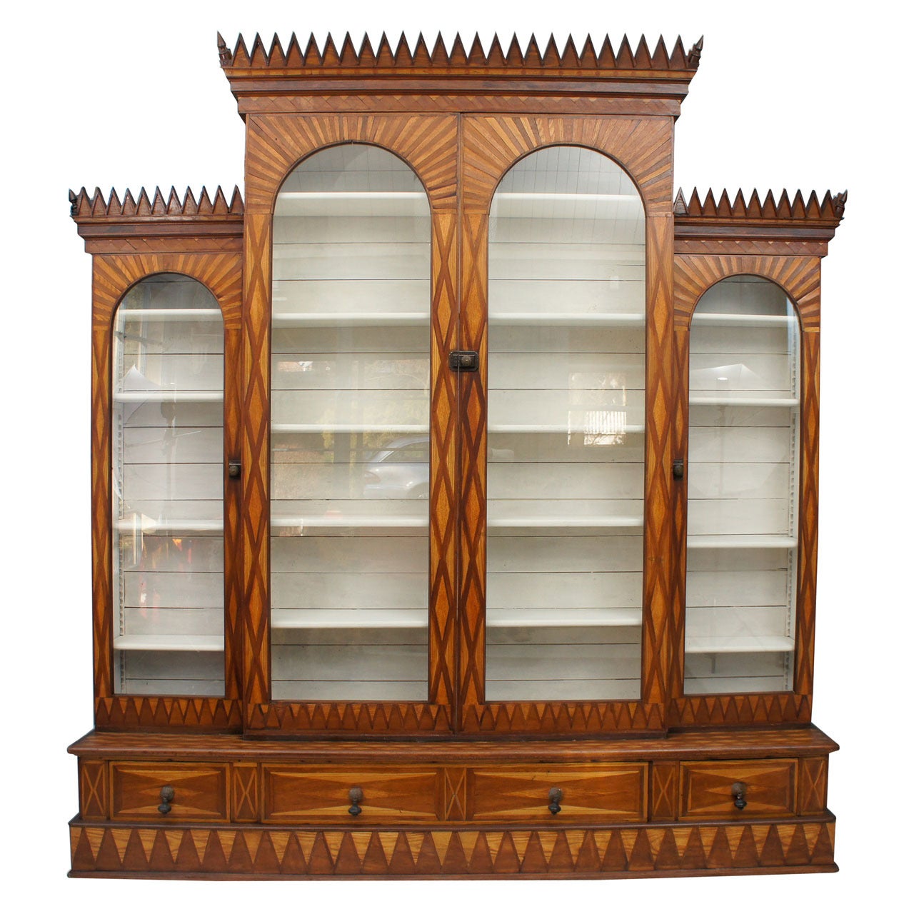 Exceptional Parquetry Cabinet of Large Size, Signed