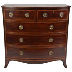 George III Crossbanded Mahogany Bow-Front Chest, England, circa 1790