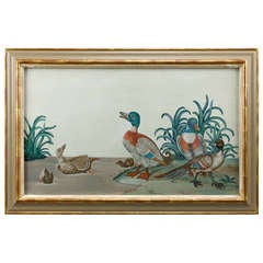 Duck Painting in gouache from the Georgian period. 2