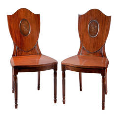 Pair of Hepplewhite Hall Chairs