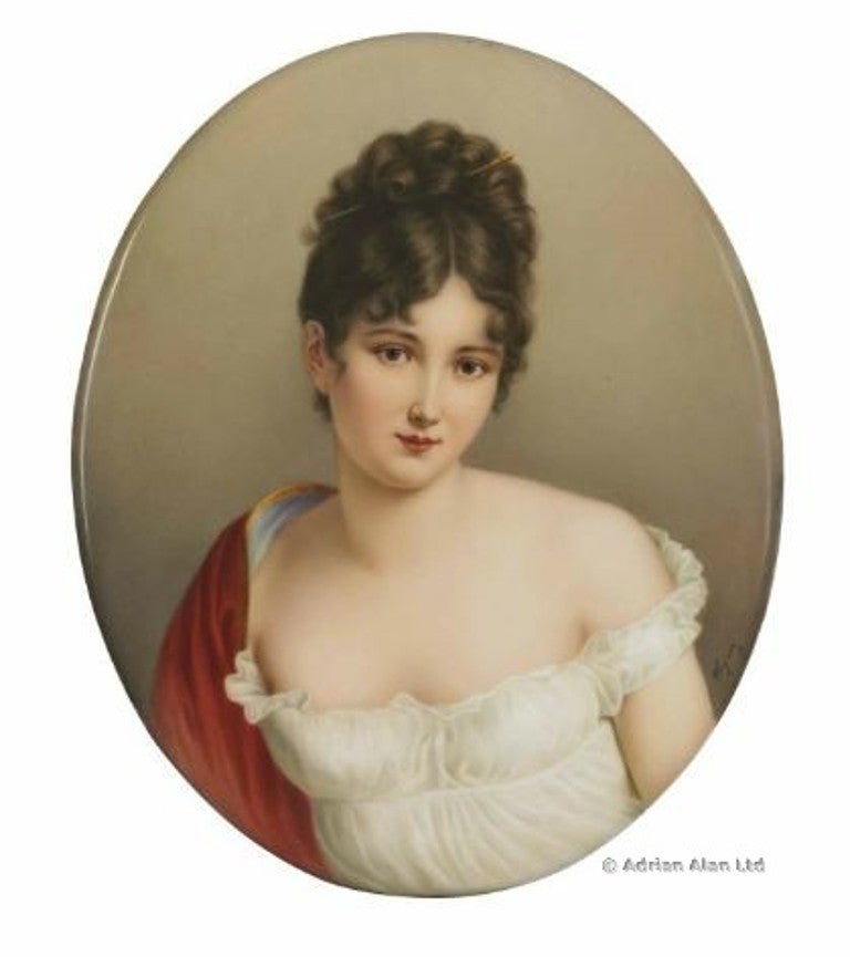A Porcelain Oval Portrait Plaque of ‘Madame Recamier’