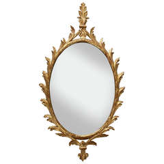 George III Chippendale Giltwood Oval Mirror