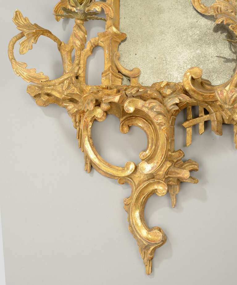 19th Century Pair of Chippendale Style Girandole Mirrors For Sale