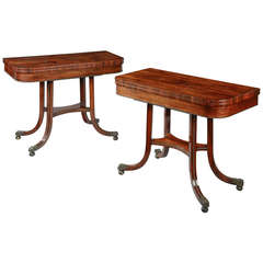 Pair of Regency Rosewood Card Tables 7