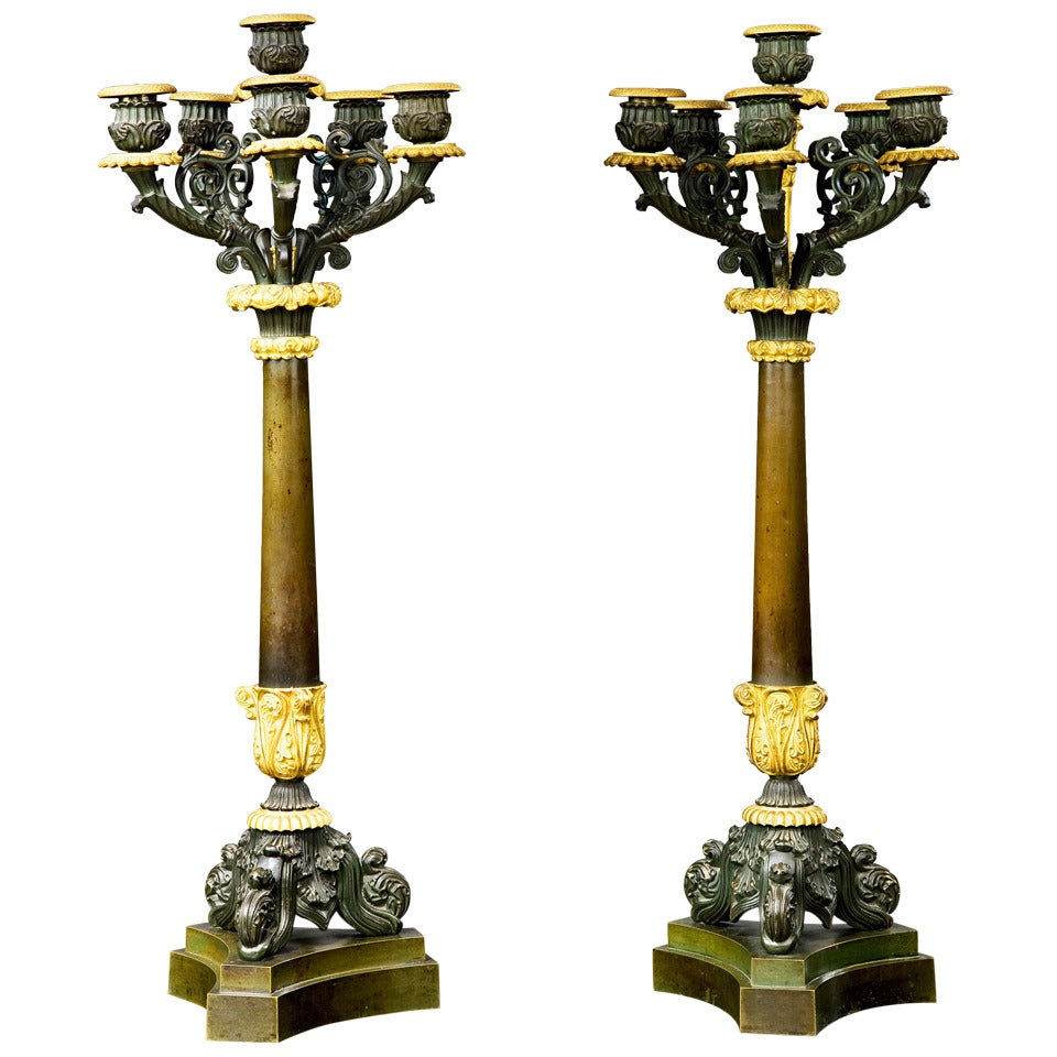 Pair of French Empire Candelabra For Sale