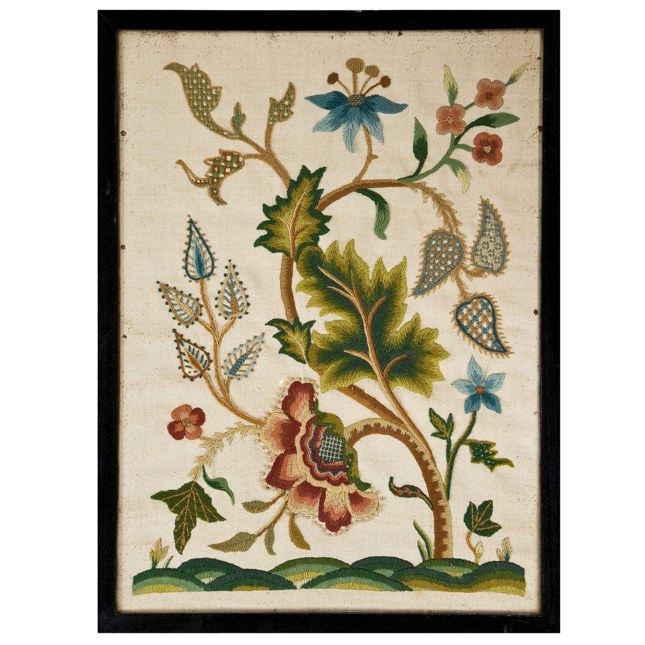 18th Century Crewelwork of Plants and Flowers For Sale