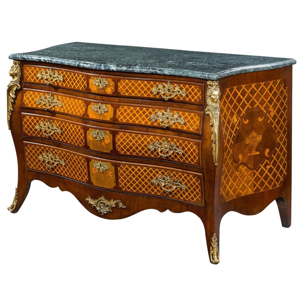 Georgian marquetry commode chest of drawers. For Sale