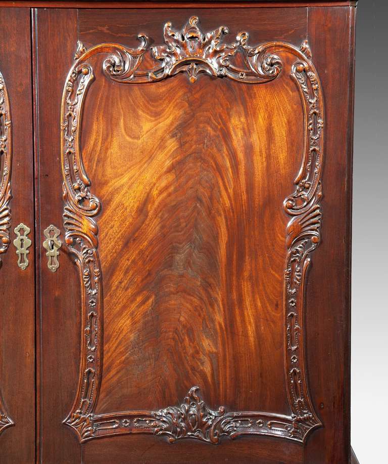 English Georgian Chippendale Carved Mahogany Cabinet For Sale