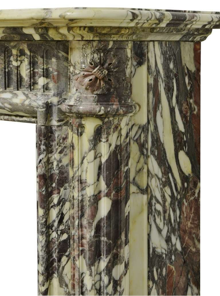 French 19th Century Rare Louis XVI Breche Violet Marble Fireplace