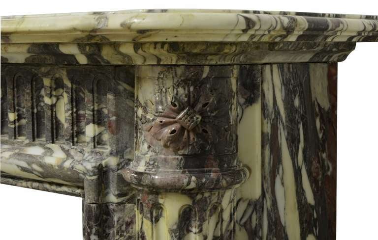 bath house breche violette marble fireplace