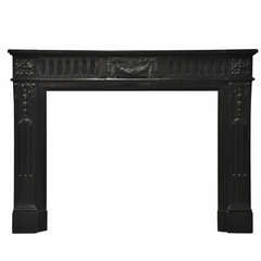 19th Century Rare Antique Black Marble Louis XVI Fireplace