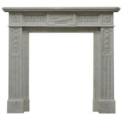 19th Century Lovely Decorated White Marble Louis XVI Mantelpiece
