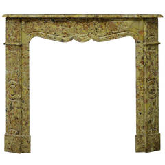 Lovely Colourful Marble Breche D'Alep French "Pompadour" Style Fireplace Mantel