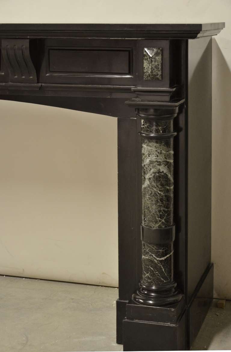 Late 19th Century Dutch Black Marble Fireplace with Green