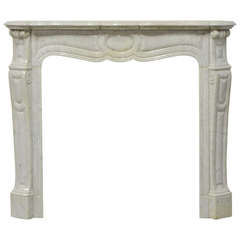 Louis XV Carrara Marble Pompadour Fireplace