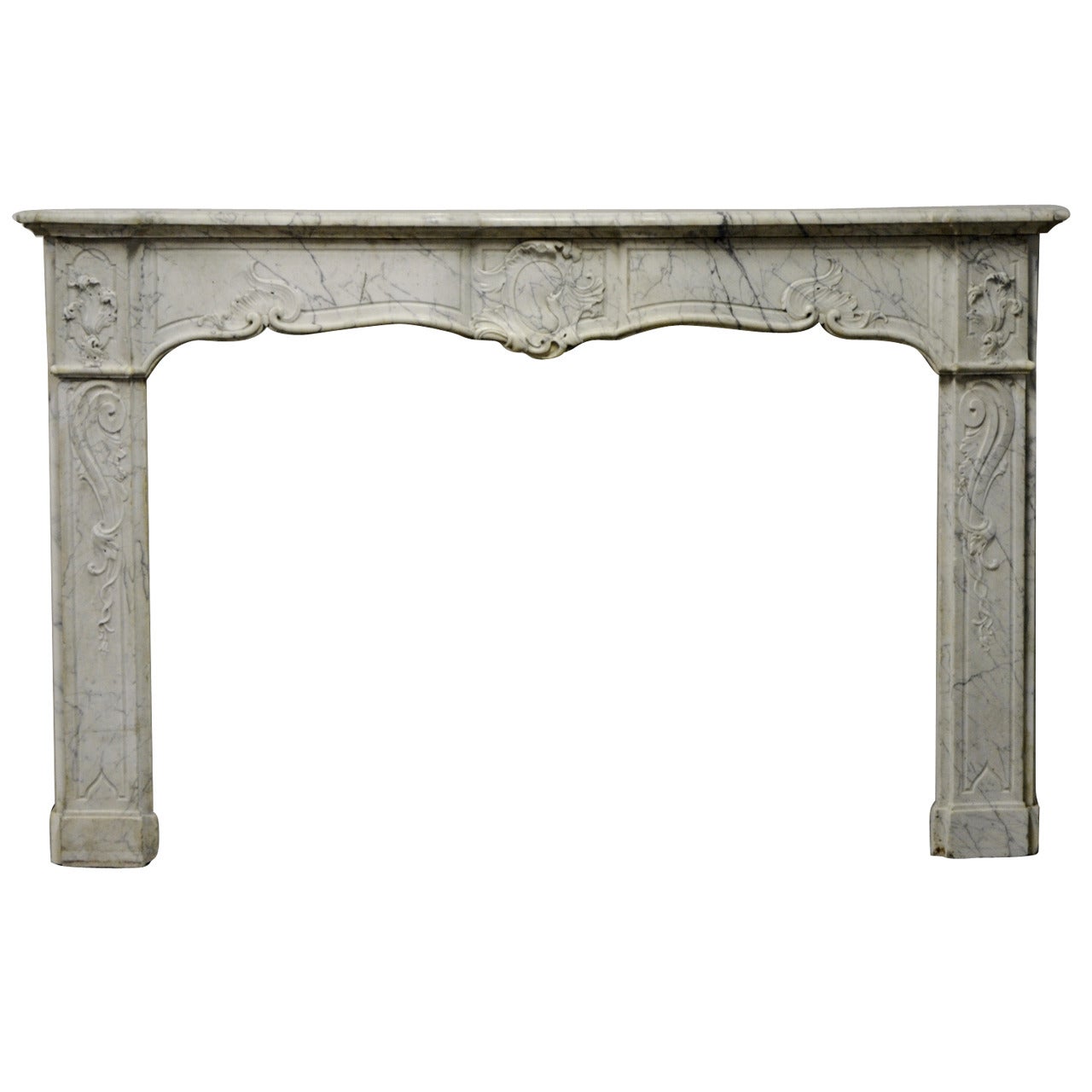 18th Century French Régence Fireplace in White Marble