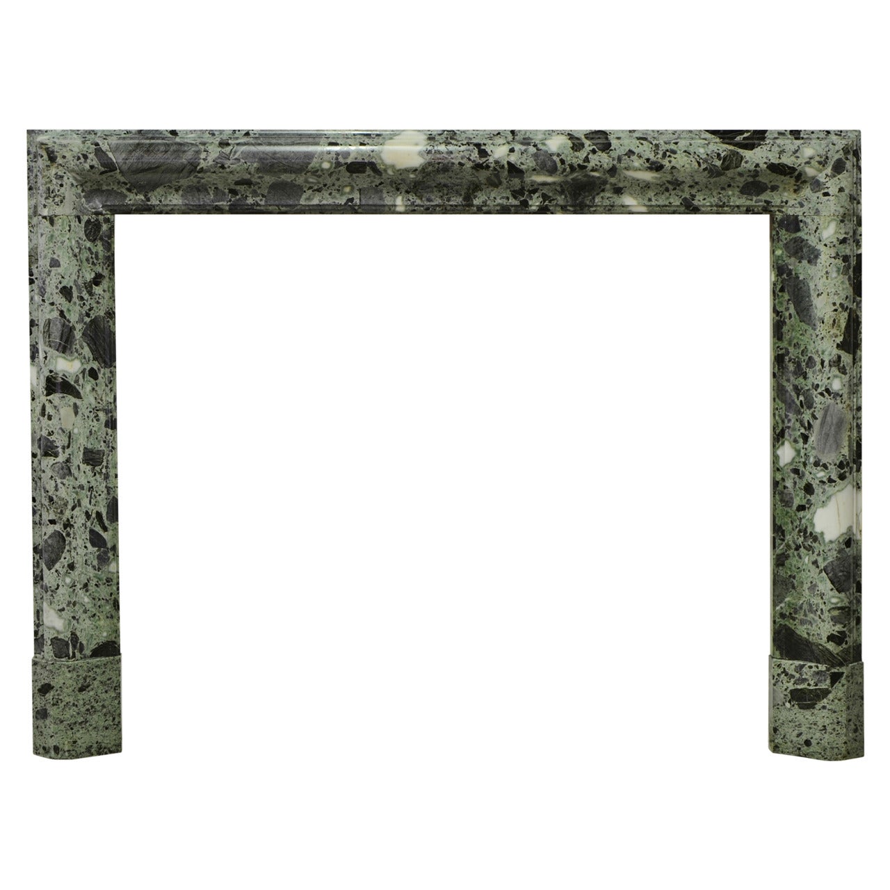 Rare "Vert Antique the Grece" Marble Bolection Fireplace Mantel