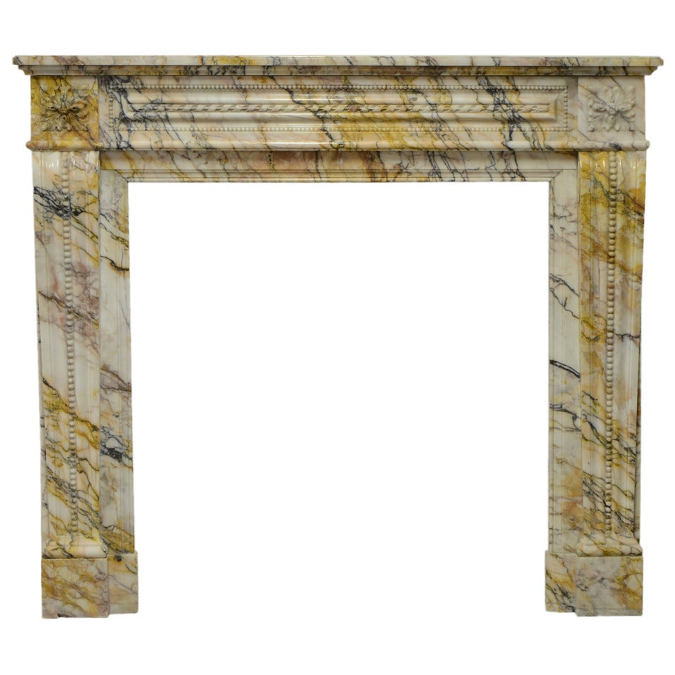 19th Century Small French Marble Louis XVI Fireplace