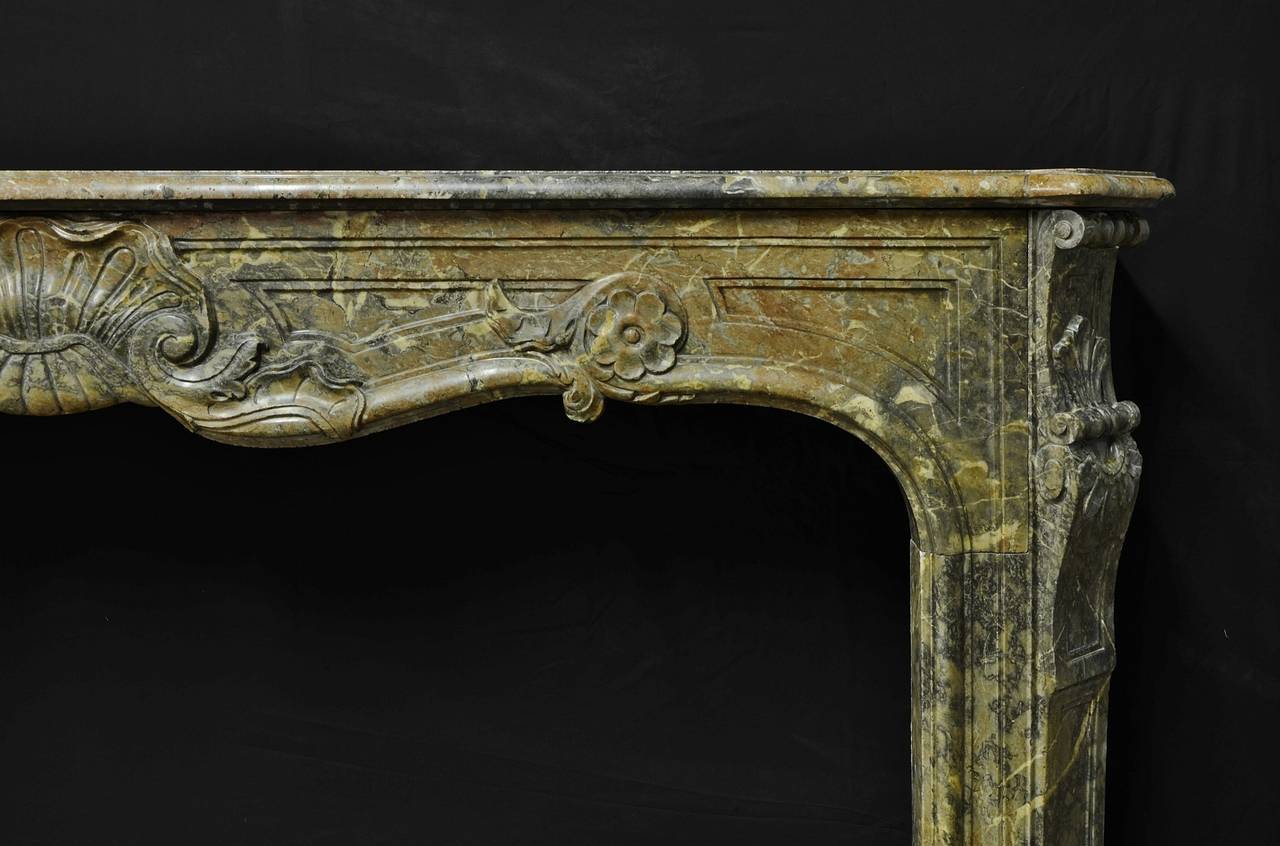 18th Century Large French Louis XIV Marble Chimneypiece in Rouge Royal 2