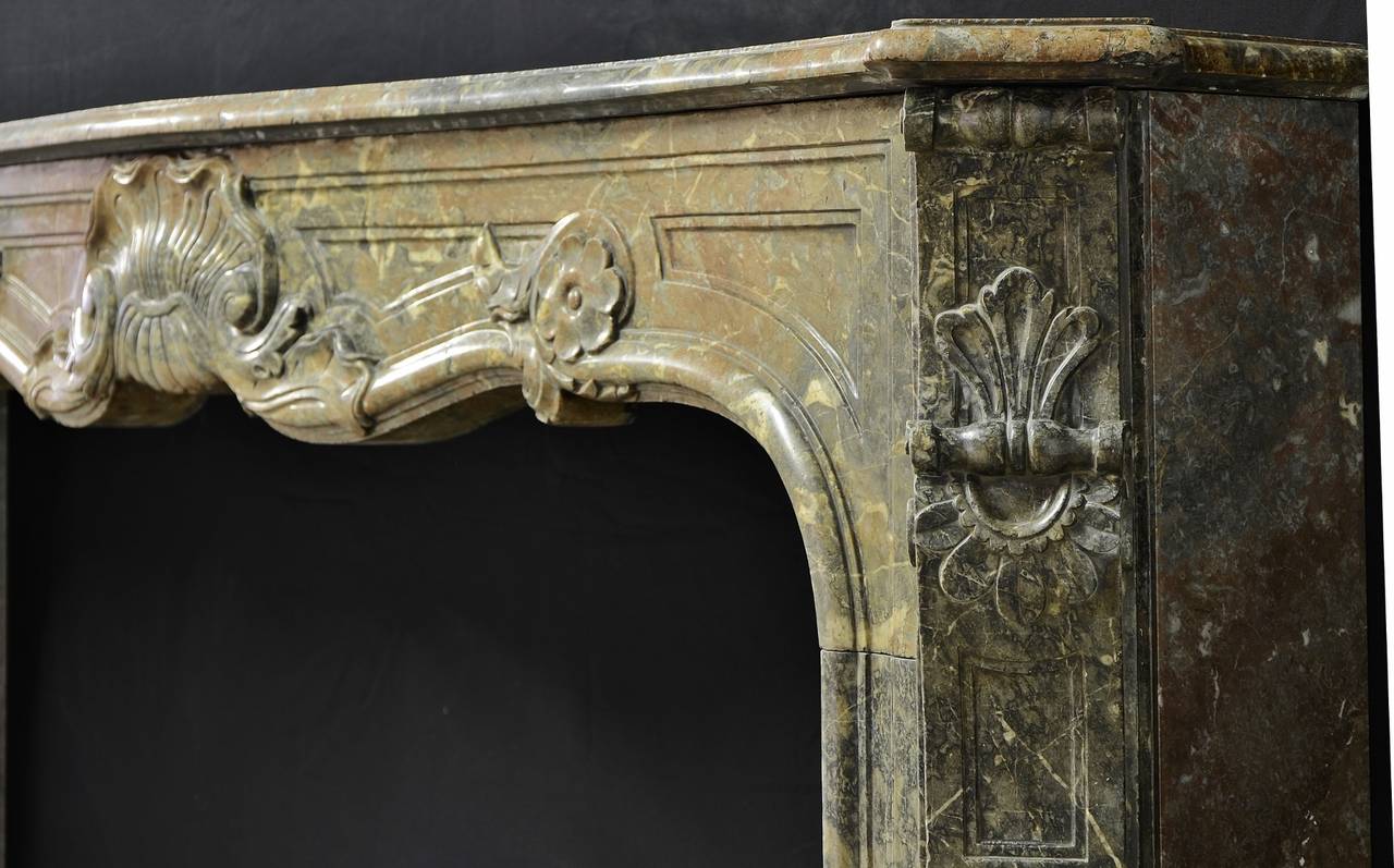 18th Century Large French Louis XIV Marble Chimneypiece in Rouge Royal 6