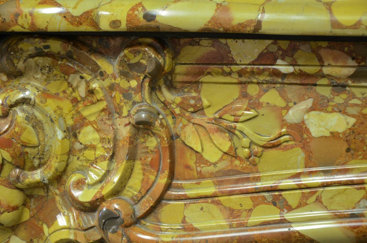 Amazing Breche D' Allepe Marble Fireplace Mantel, Louis XV-XVI Style 1