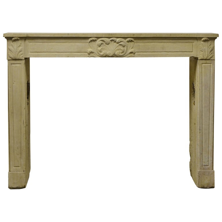 19th Century Louis XVI Limestone Fireplace For Sale at 1stDibs