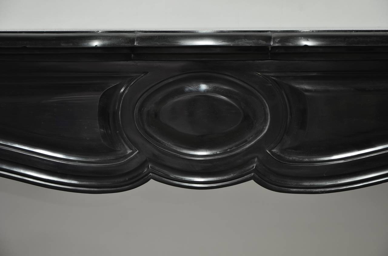 19th Century Black Marble French Louis XV Pompadour Style Fireplace Mantel 2