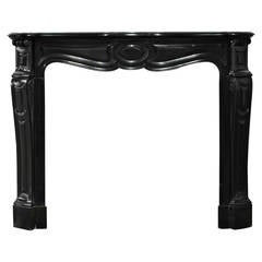 19th Century Black Marble French Louis XV Pompadour Style Fireplace Mantel