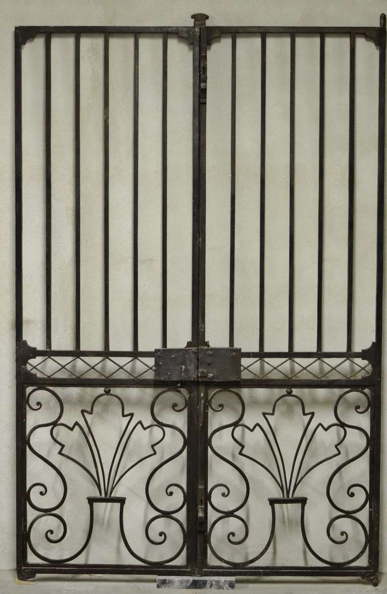 18th Century French Wrought Iron Gate with Key 1