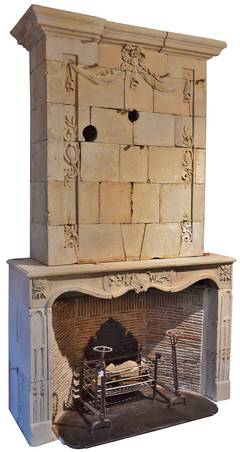 Very Impressive French Limestone Trumeau Fireplace