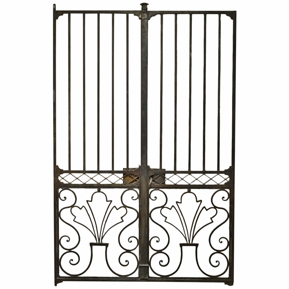 18th Century French Wrought Iron Gate with Key