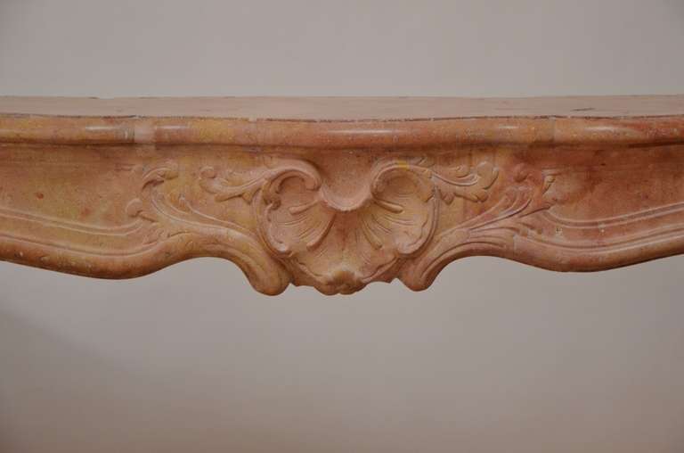 French 18th Century Limestone Louis XV Fireplace, France