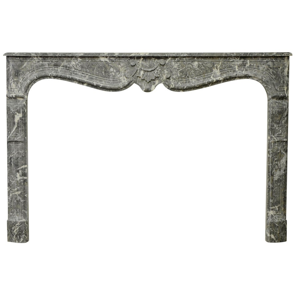 19th Century Grey Marble French Louis XV Fireplace